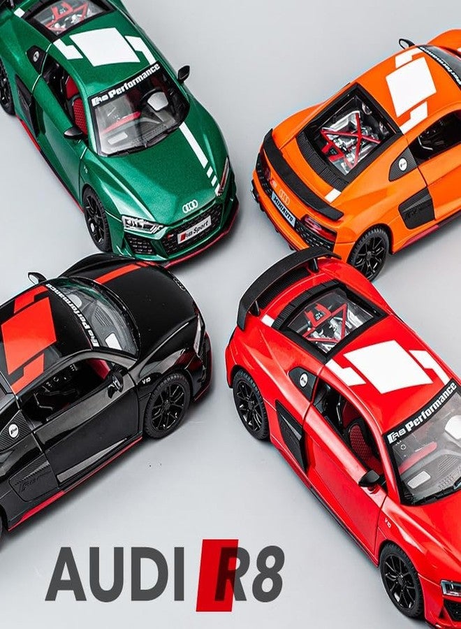 PEZYOX Scale Exclusive Alloy Metal Pull Back Die-cast Car Model with Sound Light Mini Auto Toy for Kids Metal Model Toy Car with Sound and Light (1.24 Scale -DC AODI R8 V10-GREEN) - Image 5